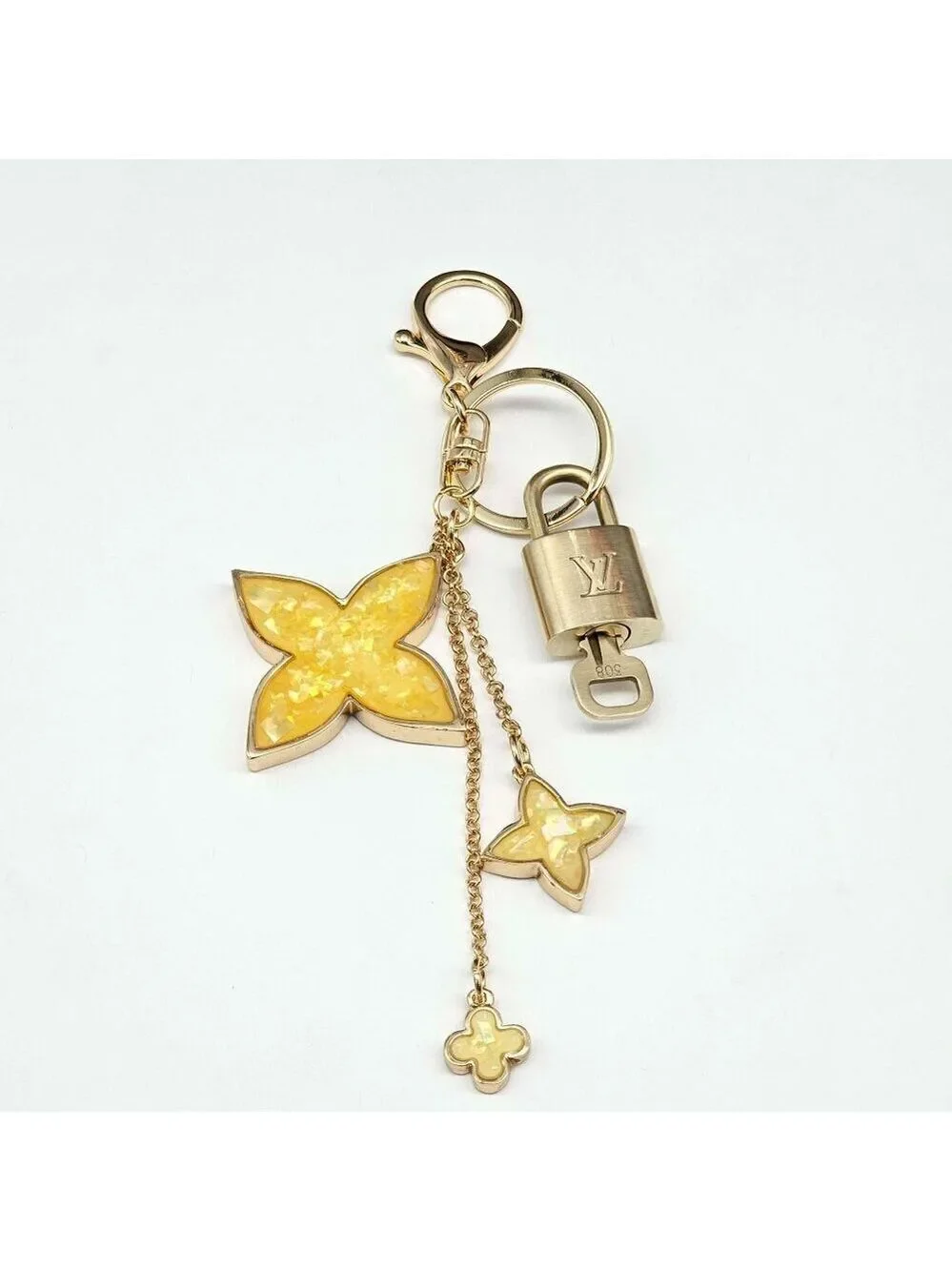 LV Gold Padlock & Key 🔒 Authentic Louis Vuitton Bag Unbranded Flower Charm